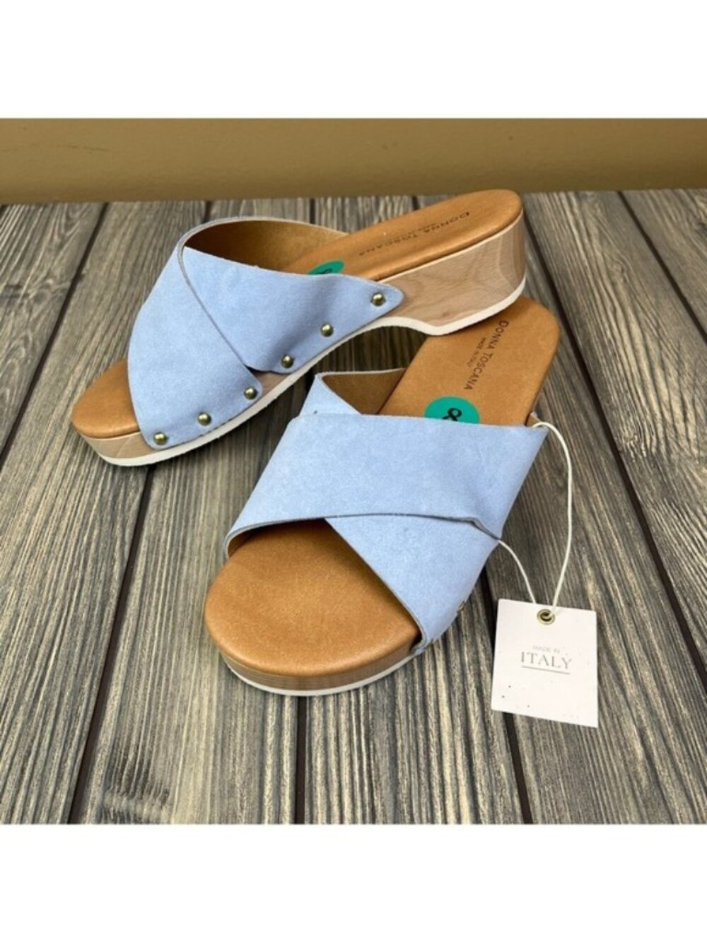 NEW Donna Toscana Made in Italy Heeled Sandals Blue Size 8